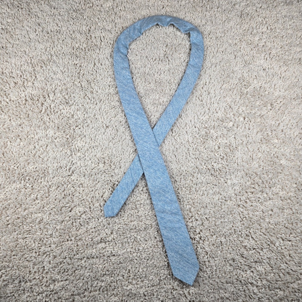 Gilded Age Mens Necktie Light Blue Chambray‎ Linen Blend Slim Skinny Tie NYC